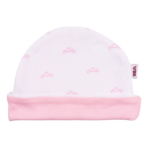 Hat Round All Over Print Tiara White-Pink