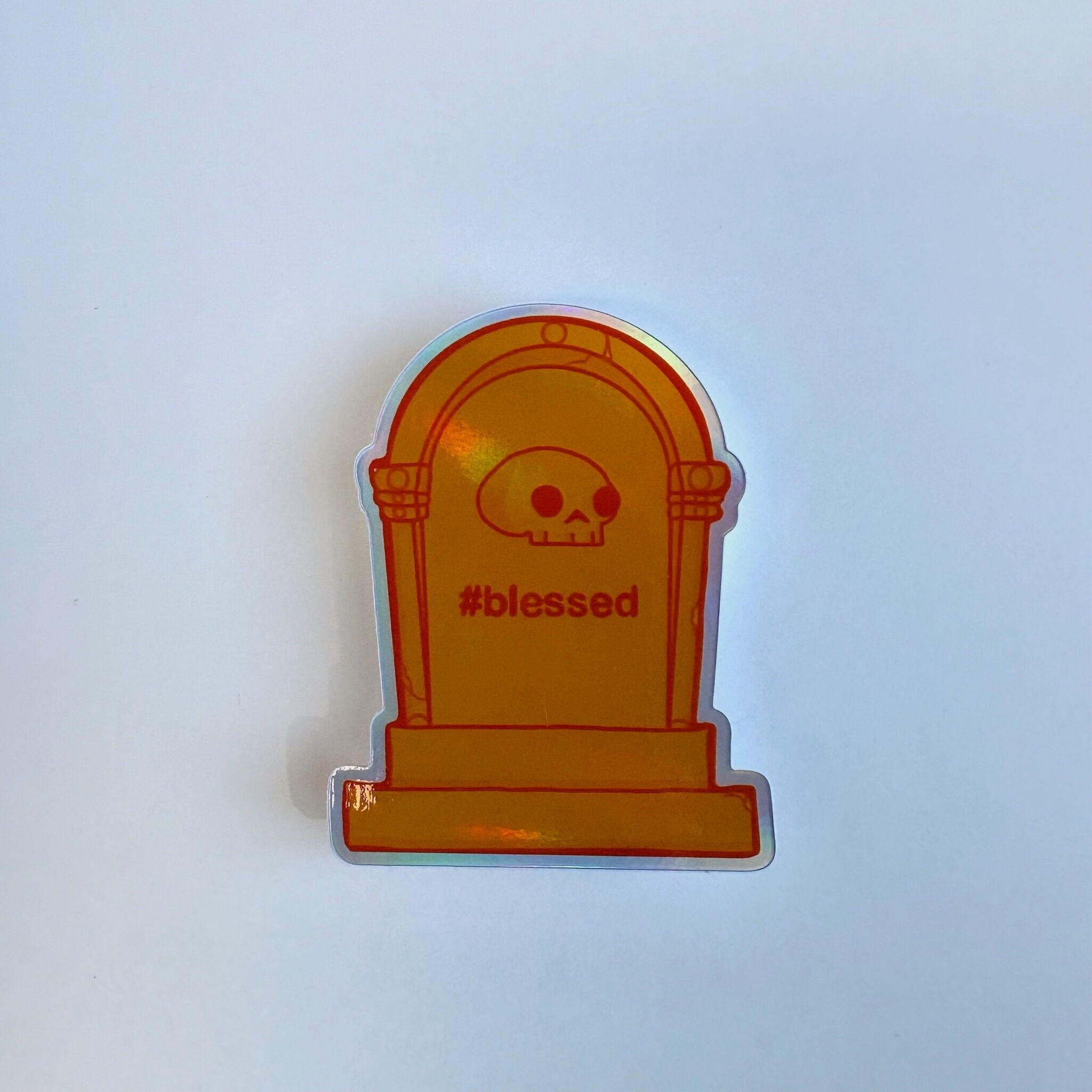 Adesivo olografico in vinile arancione per lapide di Halloween