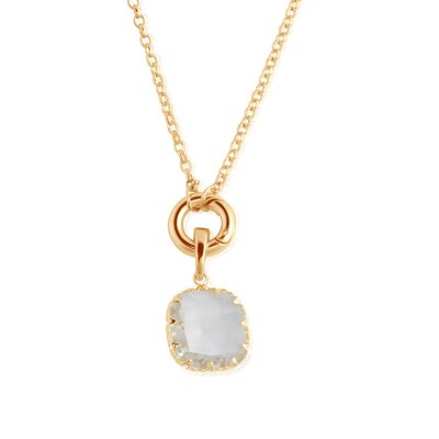 Collier chaîne Belcher en laiton plaqué pierre taillée Aura Mini Allure 2306 avec cadenas