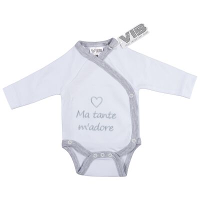 Baby Suit Ma tante m'adore White Grey