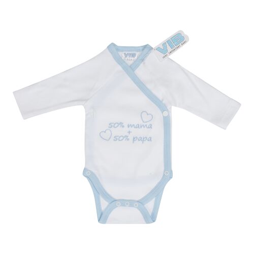 Buy wholesale Baby Suit 50% mama + 50% papa (White-Blue)