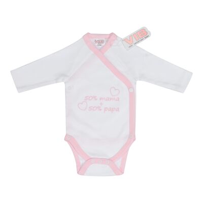 Baby Suit 50% mama + 50% papa (White-Pink)