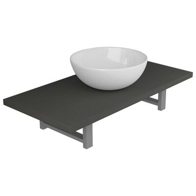 Conjunto de muebles de baño de 2 piezas de cerámica gris 3