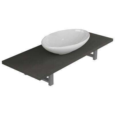 Conjunto de muebles de baño de 2 piezas de cerámica gris 6