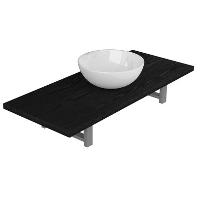 Conjunto de muebles de baño de 2 piezas de cerámica negra 2