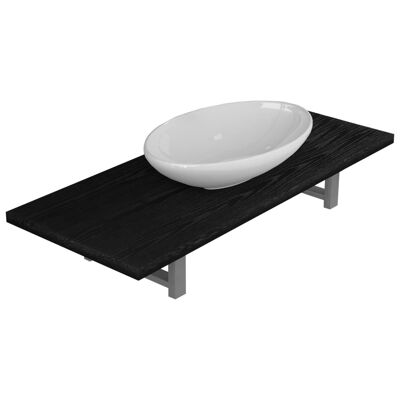 Conjunto de muebles de baño de 2 piezas de cerámica negra 5