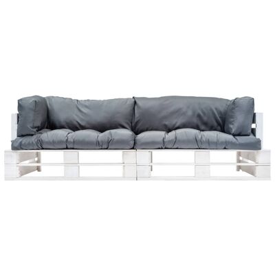 Ensemble de banque 2 pièces palette avec coussins gris