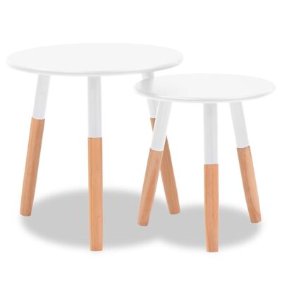 2-piece bijzet table set massief grenenhout wit