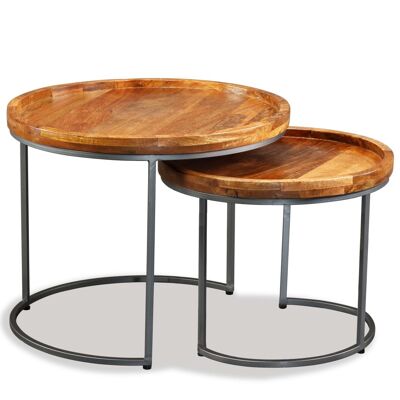 2-piece bijzet table set massief mangohout