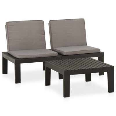 Ensemble de salon 2 pièces avec coussins en plastique gris