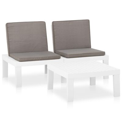 Ensemble de salon 2 pièces avec coussins en plastique blanc