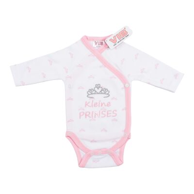 Baby Suit All Over Print Tiara 'Kleine PRINSES' White-Pink