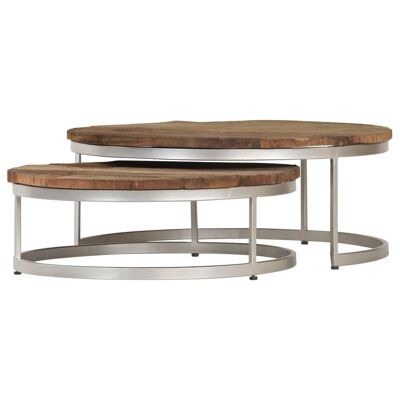 2-piece salon table set recycled wood and steel