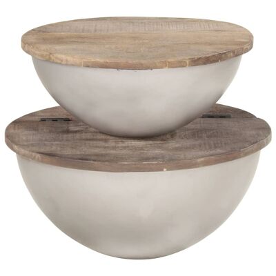 2-piece salon table set in a comfortable solid mango color