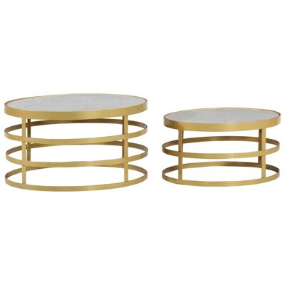 2-piece salon table set marble brass kleurig