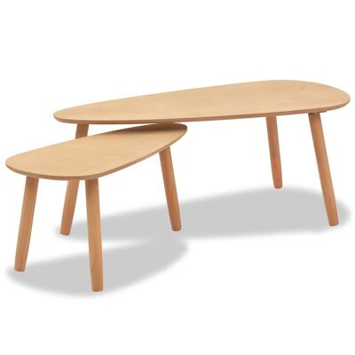 2-piece salon table set massief grenenhout bruin