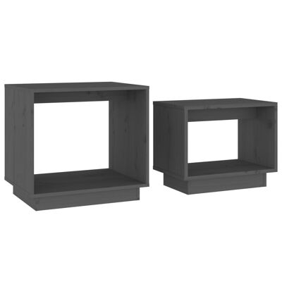 2-piece salon table set massief grenenhout grijs