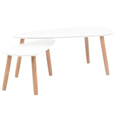 Ensemble de table de salon 2 pièces massief grenenhout blanc 1