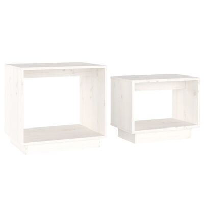 Ensemble de table de salon 2 pièces massief grenenhout blanc 2
