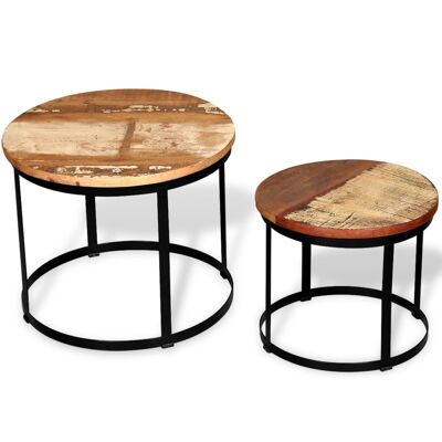 Ensemble de table de salon 2 pièces ronde 40/50 cm massive