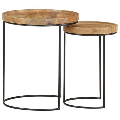 Ensemble de table de salon 2 pièces en bois massif de manguier et staa