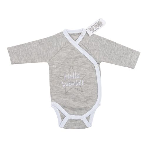 Baby Suit Hello World! Grey-White