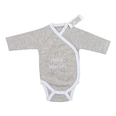 Baby Suit Hello World! Grey-White