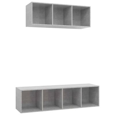 Mueble TV 2 piezas spaanplaat betongrijs 1
