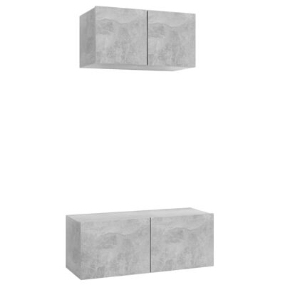 Mueble TV 2 piezas spaanplaat betongrijs 3