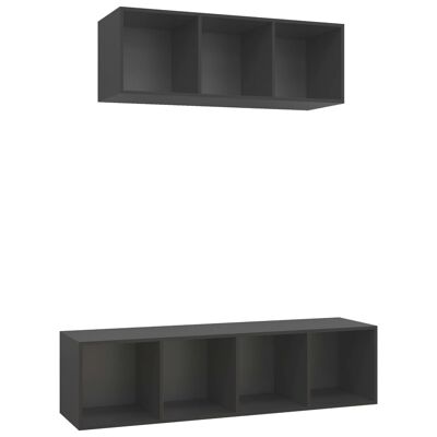 Mueble TV 2 piezas spaanplaat grijs 1