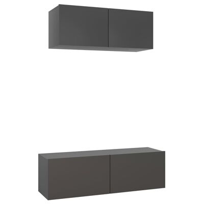 Set di mobili TV da 2 pezzi spaanplaat grijs 4