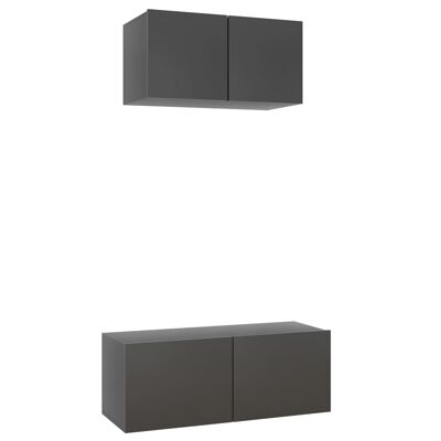 Set di mobili TV da 2 pezzi spaanplaat grijs 3