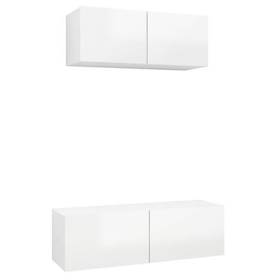 Set di mobili TV da 2 pezzi spaanplaat hoogglans wit 4