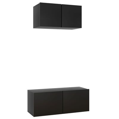 Set di mobili TV da 2 pezzi spaanplaat nero 3
