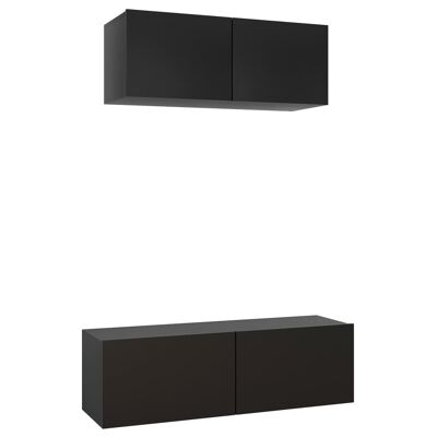 Set di mobili TV da 2 pezzi spaanplaat nero 4