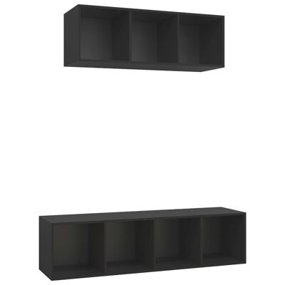Set di mobili TV da 2 pezzi spaanplaat nero 1