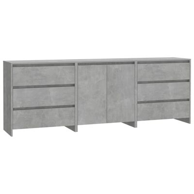 3 st Dressoirs made hout betongrijs 1