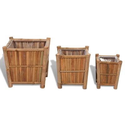 3 piezas Plantenbakken de bambú con nailon voe