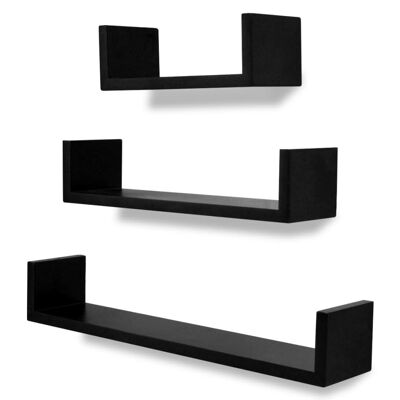 3 tappi da parete a forma di U in MDF nero