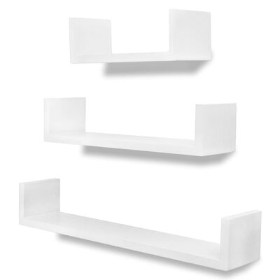 3 tappi da parete a forma di U in MDF con