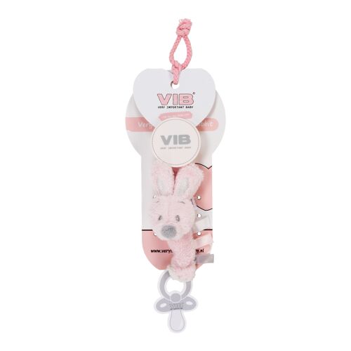 Plush Pacifier Clip Very Important Rabbit Pink