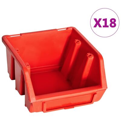 32-piece Opslagbakkenset with wall panels rood e