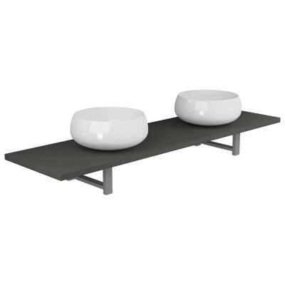 Set di mobili da bagno 3 pezzi in ceramica grigia 1