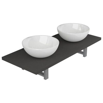 Set di mobili da bagno 3 pezzi in ceramica grigio 2