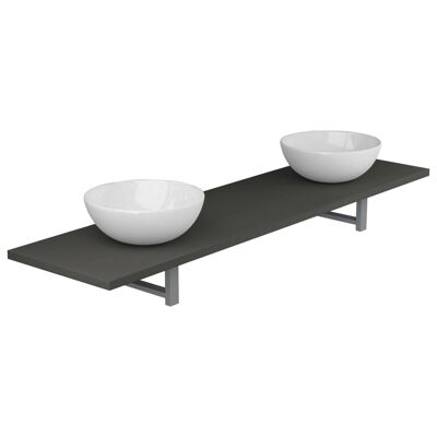 Set di mobili da bagno 3 pezzi in ceramica grigio 3