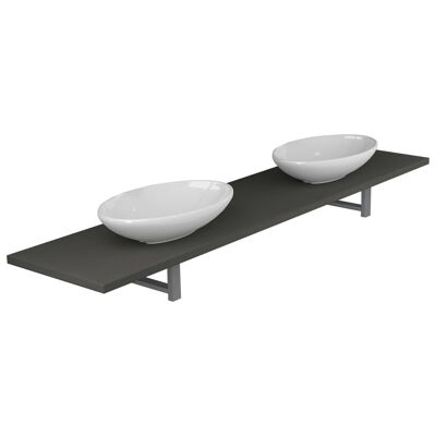 Set di mobili da bagno 3 pezzi in ceramica grigio 4