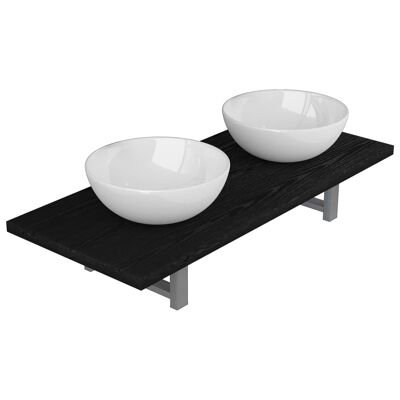 Set di mobili da bagno 3 pezzi in ceramica nera