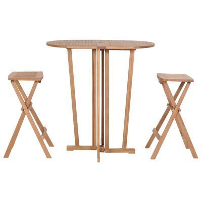 Conjunto de bar de 3 piezas plegable de teca maciza