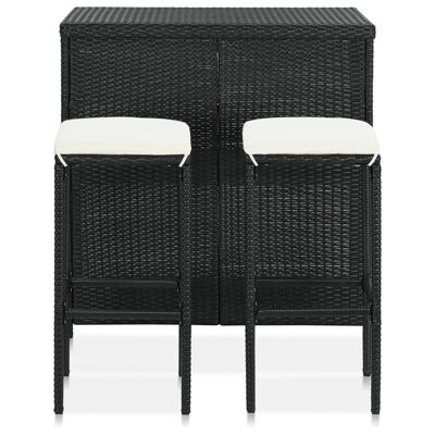 Ensemble de bar 3 pièces en résine tressée noire 1