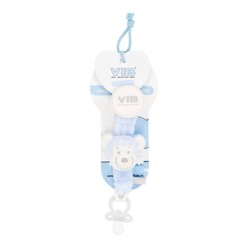 Plush Pacifier Clip Very Important Monkey Blue